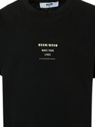 T-shirt per bambino MSGM Kids nero con stampa logo sul davanti - Rubino Kids