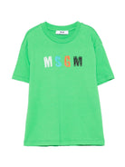 T-shirt per bambino MSGM Kids verde con stampa grafica - Rubino Kids