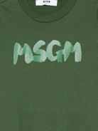 T-shirt per bambino MSGM Kids verde con stampa logo - Rubino Kids