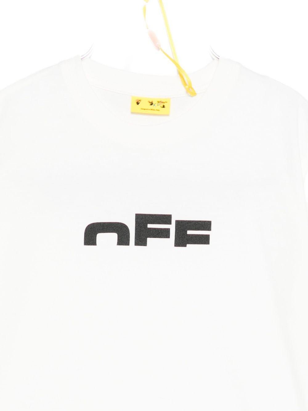 T-shirt per bambino Off - White Kids bianca con logo sul davanti - Rubino Kids