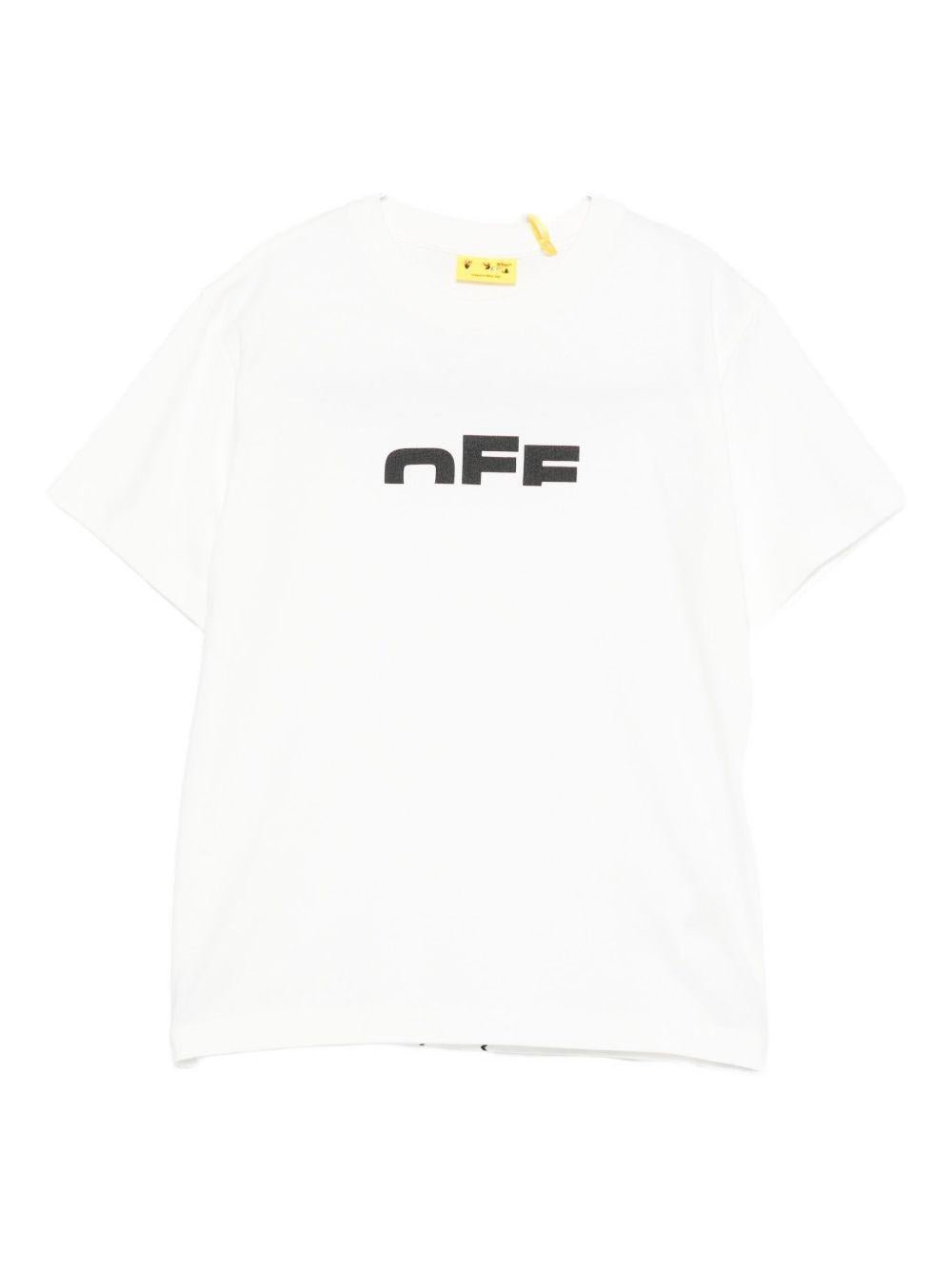 T-shirt per bambino Off - White Kids bianca con logo sul davanti - Rubino Kids