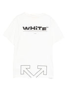 T-shirt per bambino Off - White Kids bianca con logo sul davanti - Rubino Kids