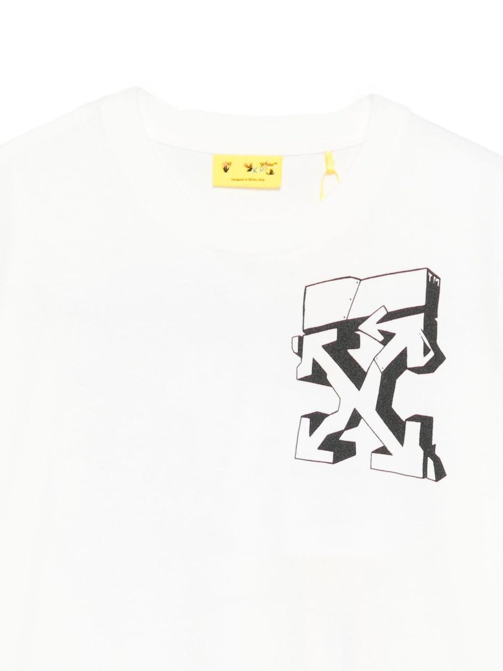 T-shirt per bambino Off - White Kids bianca con stampa grafica - Rubino Kids
