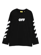 T-shirt per bambino Off - White Kids nera con logo sul davanti - Rubino Kids