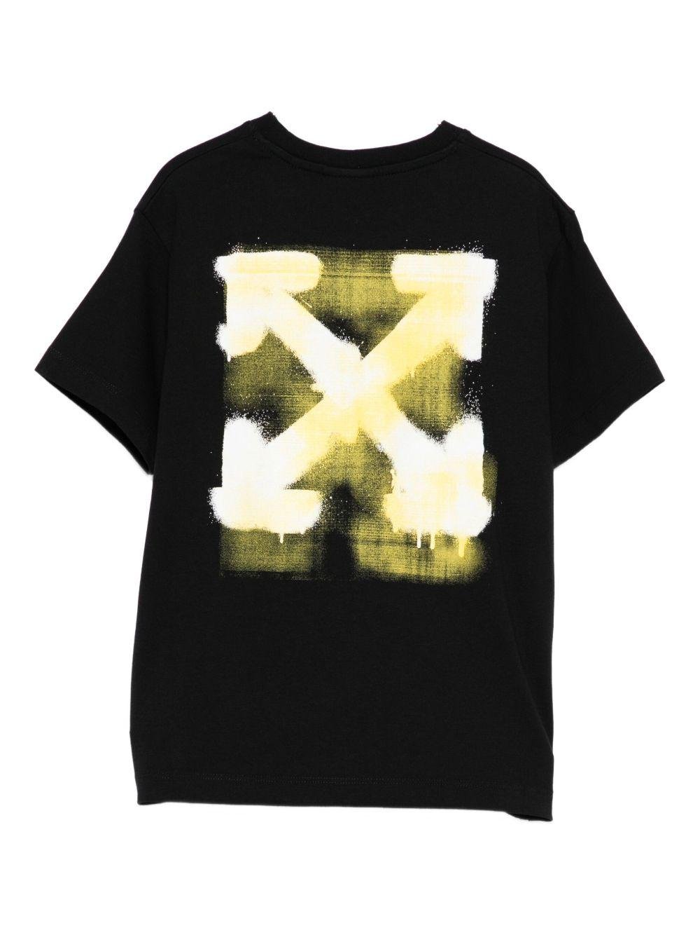 T-shirt per bambino Off - White Kids nera con logo sul davanti - Rubino Kids