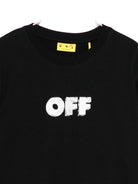 T-shirt per bambino Off - White Kids nera con logo sul davanti - Rubino Kids