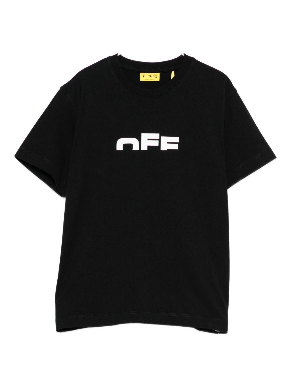 T-shirt per bambino Off - White Kids nera con logo sul davanti - Rubino Kids