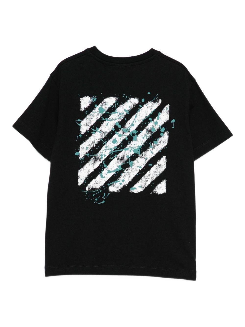 T-shirt per bambino Off - White Kids nera con stampa logo sul davanti - Rubino Kids