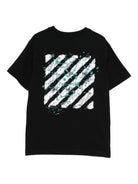 T-shirt per bambino Off - White Kids nera con stampa logo sul davanti - Rubino Kids