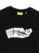 T-shirt per bambino Off - White Kids nera con stampa logo sul davanti - Rubino Kids