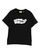 T-shirt per bambino Off - White Kids nera con stampa logo sul davanti - Rubino Kids