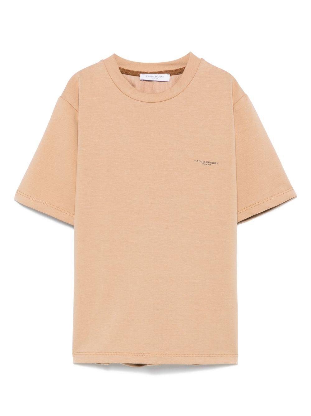 T-shirt per bambino Paolo Pecora Kids beige con logo sul petto - Rubino Kids