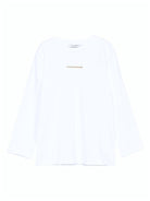 T-shirt per bambino Paolo Pecora Kids bianco a maniche lunghe con stampa - Rubino Kids