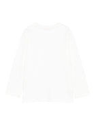 T-shirt per bambino Paolo Pecora Kids bianco a maniche lunghe con stampa - Rubino Kids