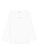 T-shirt per bambino Paolo Pecora Kids bianco a maniche lunghe con stampa - Rubino Kids