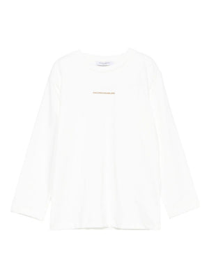 T-shirt per bambino Paolo Pecora Kids bianco a maniche lunghe con stampa