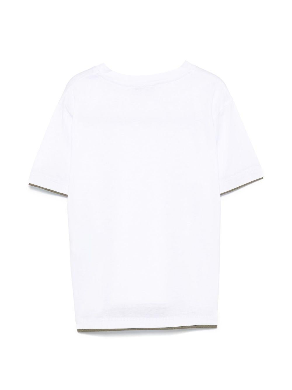 T-shirt per bambino Paolo Pecora Kids bianco con design a strati - Rubino Kids