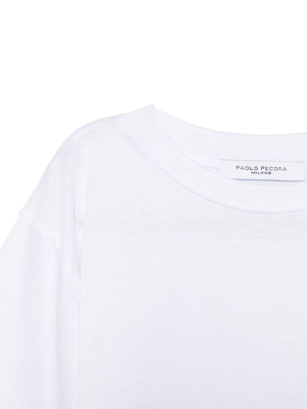 T-shirt per bambino Paolo Pecora Kids bianco con design a strati - Rubino Kids