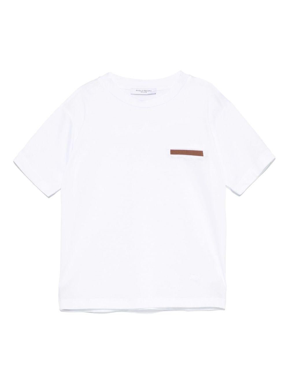 T-shirt per bambino Paolo Pecora Kids bianco con finto dettaglio tasca - Rubino Kids