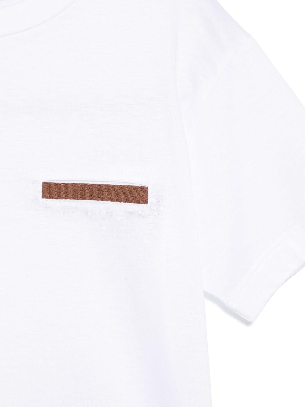 T-shirt per bambino Paolo Pecora Kids bianco con finto dettaglio tasca - Rubino Kids