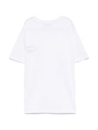 T-shirt per bambino Paolo Pecora Kids bianco con logo ricamato a contrasto - Rubino Kids