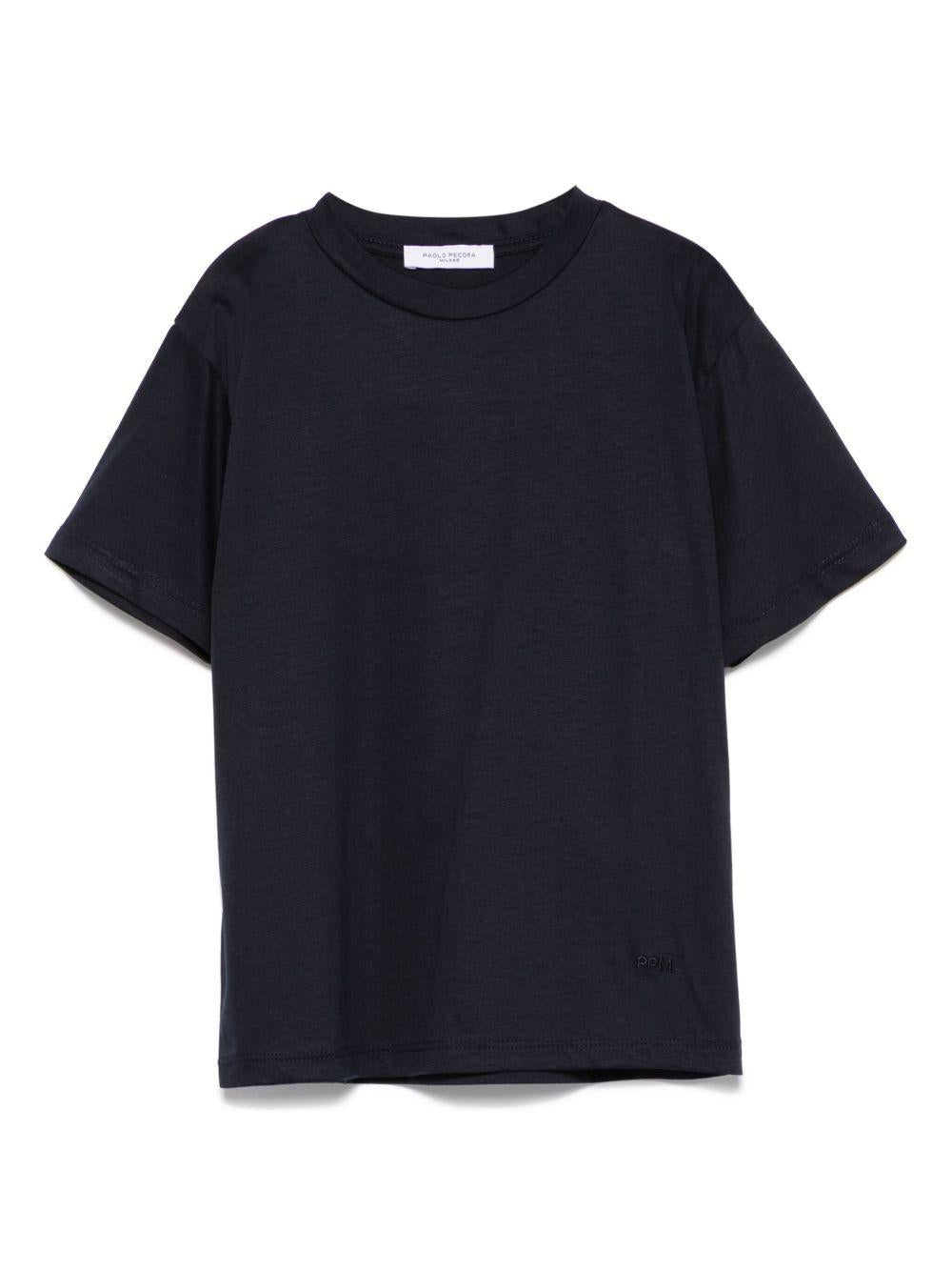 T-shirt per bambino Paolo Pecora Kids blu con logo ricamato - Rubino Kids