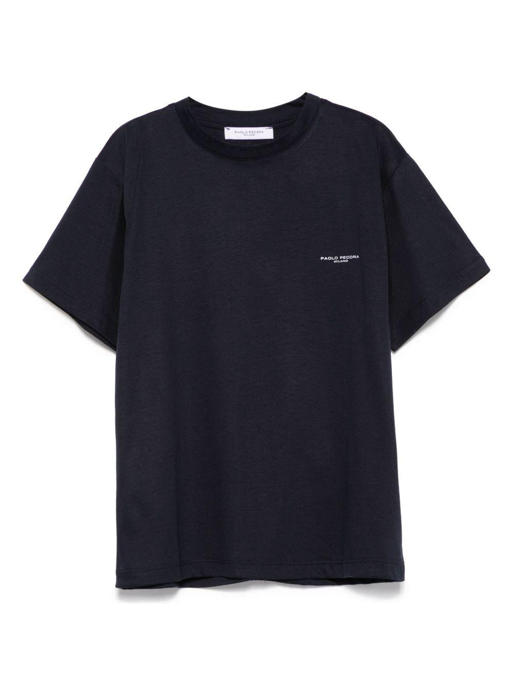 T-shirt per bambino Paolo Pecora Kids blu con logo sul petto - Rubino Kids