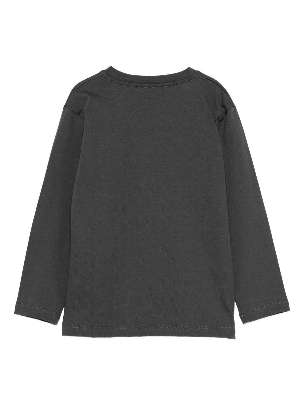 T-shirt per bambino Paolo Pecora Kids grigio a maniche lunghe con logo - Rubino Kids