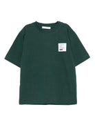 T-shirt per bambino Paolo Pecora Kids verde con applicazione sul petto - Rubino Kids