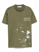 T-shirt per bambino Paolo Pecora Kids verde con stampa grafica - Rubino Kids