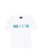 T-shirt per bambino Paul & Shark Junior bianca con logo sul davanti - Rubino Kids