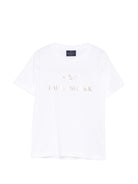 T-shirt per bambino Paul & Shark Kids bianca con logo dorato sul davanti - Rubino Kids