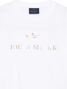 T-shirt per bambino Paul & Shark Kids bianca con logo dorato sul davanti - Rubino Kids