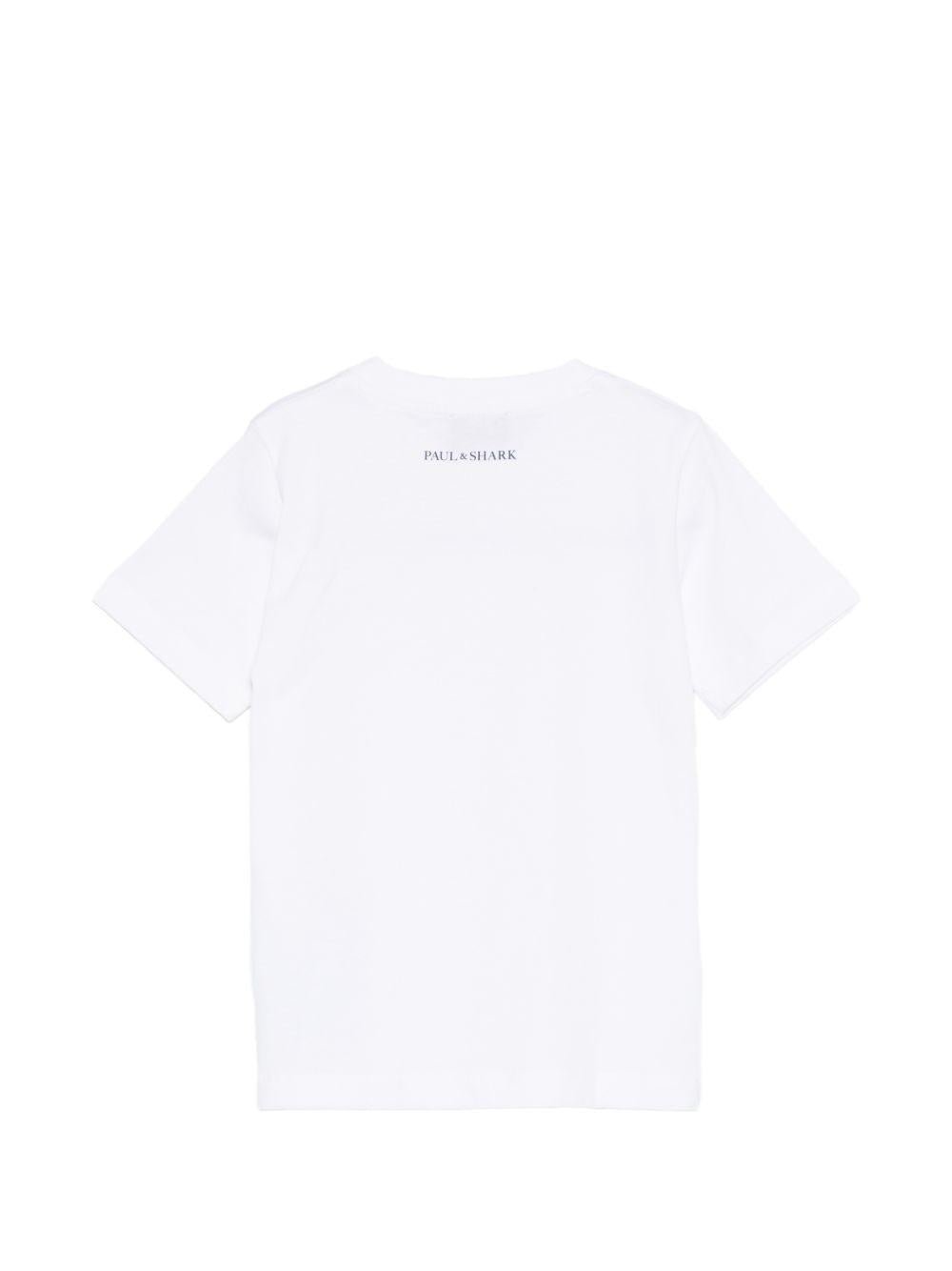 T-shirt per bambino Paul & Shark Kids bianca con ricamo squalo sul davanti - Rubino Kids