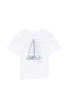 T-shirt per bambino Paul & Shark Kids bianca con stampa grafica sul retro - Rubino Kids