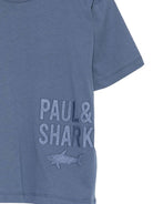 T-shirt per bambino Paul & Shark Kids blu con logo sul davanti - Rubino Kids