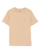 T-shirt per bambino Polo Ralph Lauren Kids beige con logo ricamato - Rubino Kids