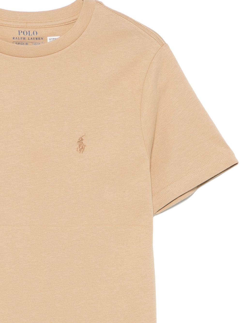 T-shirt per bambino Polo Ralph Lauren Kids beige con logo ricamato - Rubino Kids