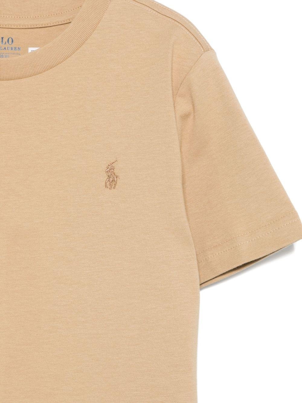 T-shirt per bambino Polo Ralph Lauren Kids beige con logo sul davanti - Rubino Kids
