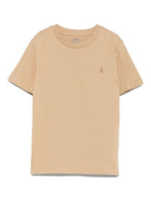 T-shirt per bambino Polo Ralph Lauren Kids beige con logo sul davanti - Rubino Kids