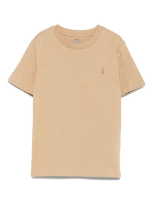 T-shirt per bambino Polo Ralph Lauren Kids beige con logo sul davanti