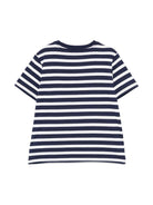 T-shirt per bambino Polo Ralph Lauren Kids blu a righe con stampa con logo frontale - Rubino Kids