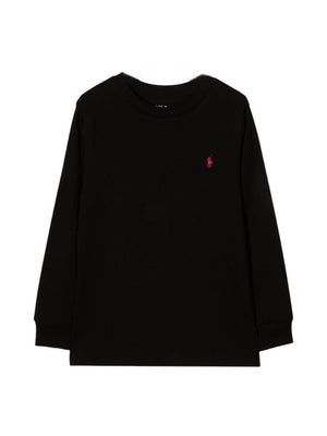 T-shirt per bambino Polo Ralph Lauren Kids nera con caratteristico motivo Polo Pony