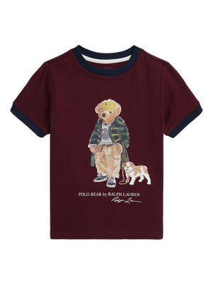 T-shirt per bambino Polo Ralph Lauren Kids rossa con stampa orso