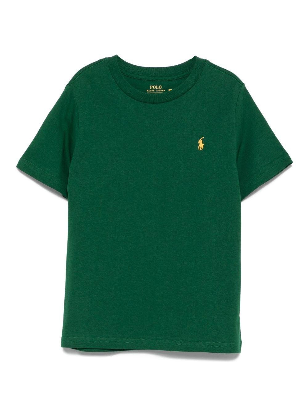 T-shirt per bambino Polo Ralph Lauren Kids verde con logo sul davanti - Rubino Kids