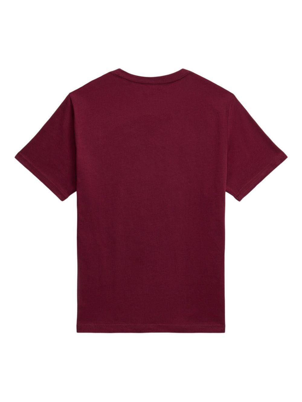 T-shirt per bambino Ralph Lauren Kids rossa con logo ricamato - Rubino Kids