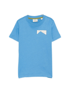 T-shirt per bambino Scotch & Soda Kids azzurra con stampa del logo - Rubino Kids
