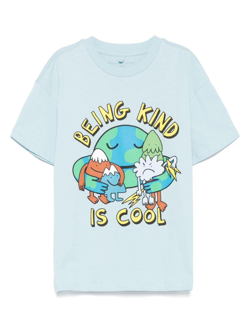 T-shirt per bambino Stella McCartney Kids azzurro con stampa grafica - Rubino Kids