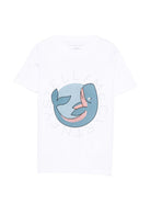 T-shirt per bambino Stella McCartney Kids bianca con stampa balena - Rubino Kids