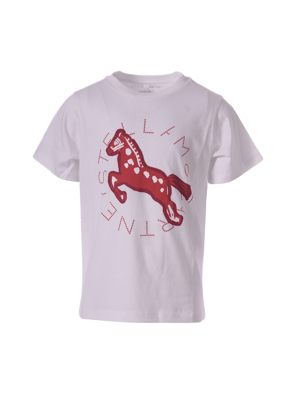 T-shirt per bambino Stella McCartney Kids bianca con stampa cavallo sul davanti - Rubino Kids